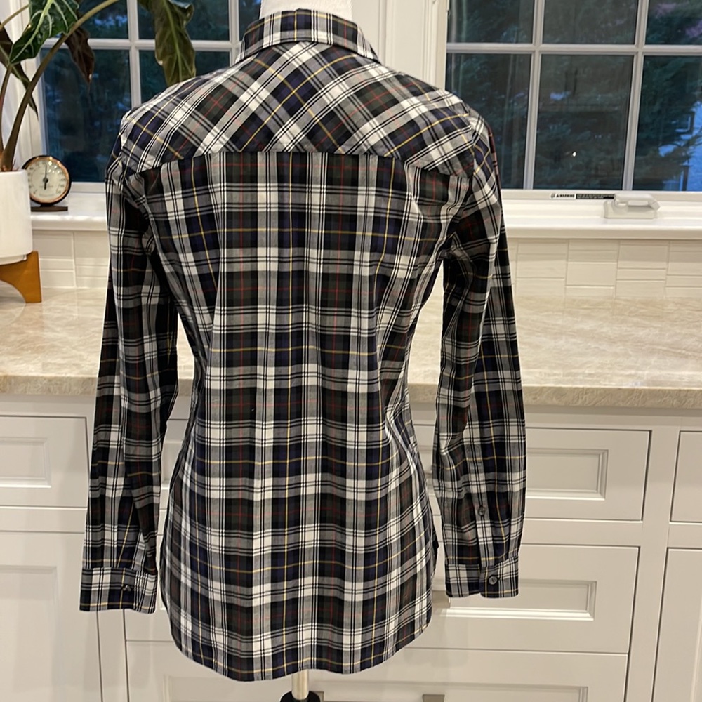 J. Crew Perfect navy tartan plaid shirt - Picture 4 of 12